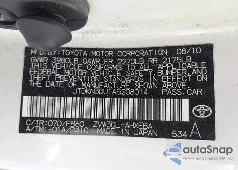 2010 Toyota Prius Ii from USA, damaged, VIN JTDKN3DU1A5208014